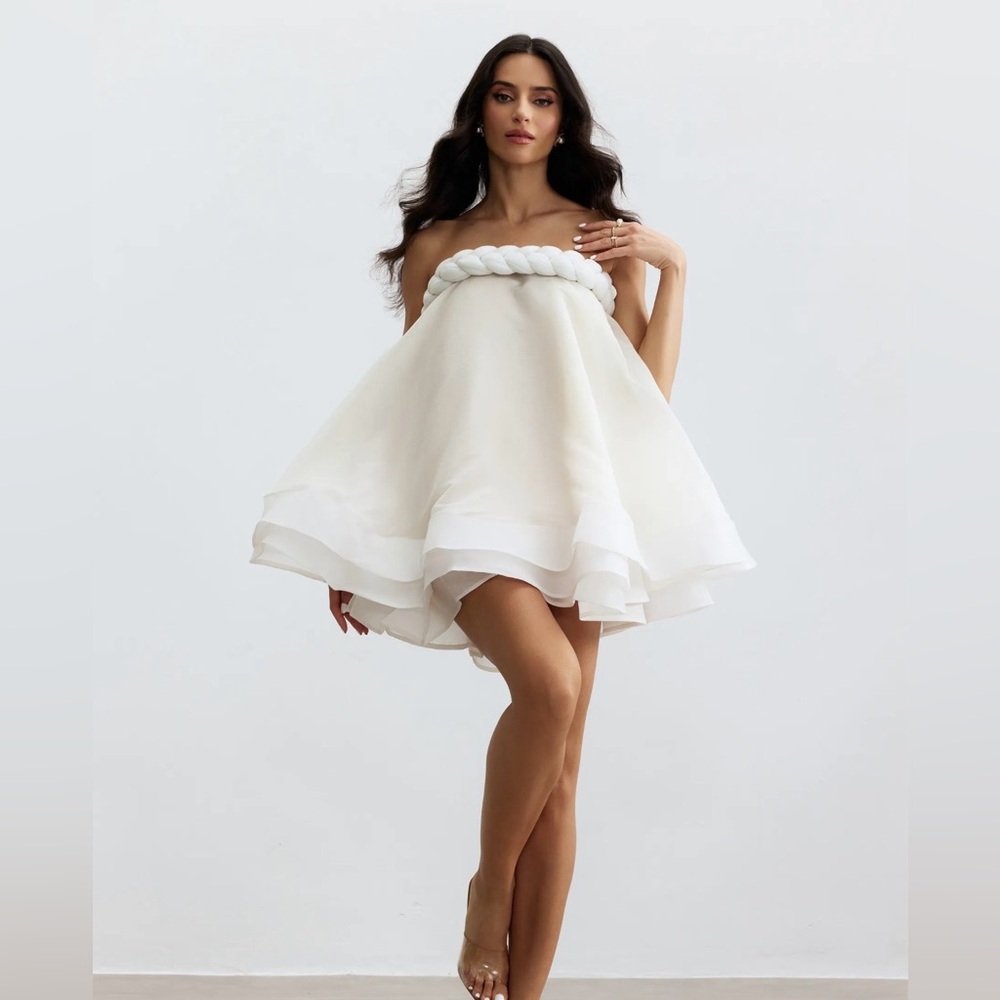 Sunfere Naomi Twisted Neckline Layered Mini Dress